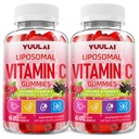 Pack of 2 Liposomal Vitamin C 1000mg Gummies for Adults, Vitamin C Chewable with Iron, Zinc & Elderberry for Immune Support & Energy, Sugar Free, Raspberry Flavor, 120 Count
