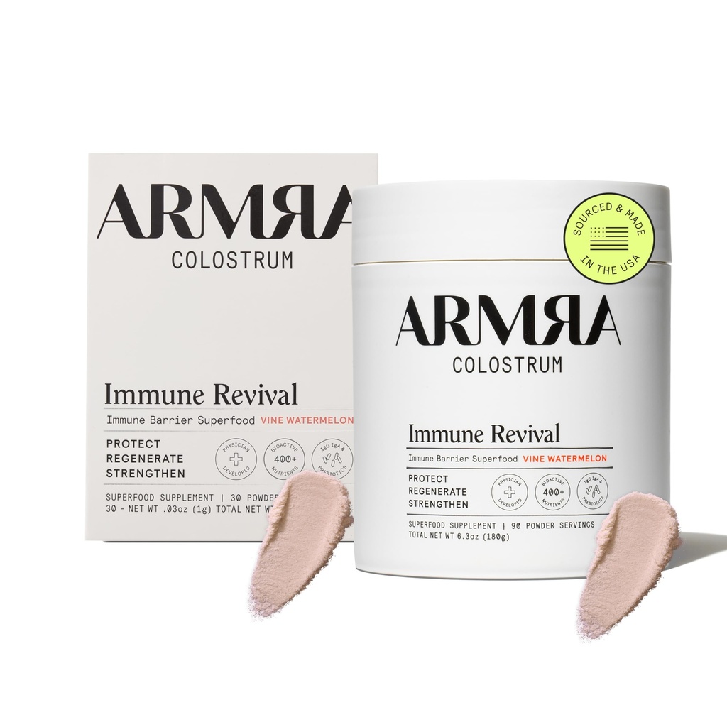ARMRA Colostrum™ Premium Powder, Grass Fed, Gut Health Bloating Immunity Skin & Hair, Contains 400+ Bioactive Nutrients, Keto, Gluten & Fat Free (Vine Watermelon Bundle | 120 Servings)