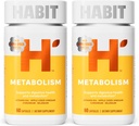 Habit Métabolisme Supplément 2 Pack (120 Capsules) - Soutient la santé digestive et le métabolisme, vitamine B12, sélénium, chrome, vinaigre de cidre de pomme, végétalien, non-OGM