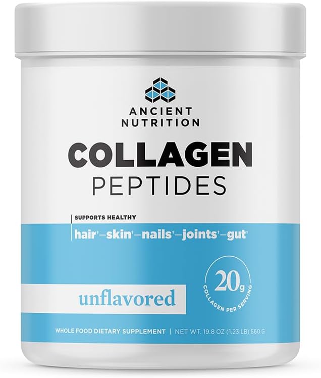 Ancient Nutrition Collagène Peptides, Collagène Peptides Poudre, Collagène hydrolysé non aromatisé, soutient la peau saine, les articulations, Gut, Keto et Paleo Friendly, 28 portions, 20g Collagène par portion
