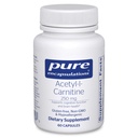 Encapsulations pures acétyl-L-Carnitine 250 mg - Supplément mémoire et cerveau - Soutien et focalisation cérébrale* - Sans gluten et sans OGM - 60 capsules
