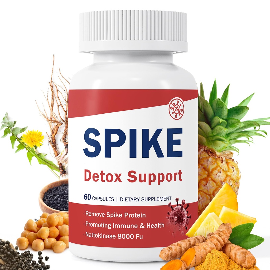Spike Detox Support – Turmeric Circulation Blend with Nattokinase 8000 FU (400 mg), Bromelain 500 mg & Curcumin 500 mg – 60 Capsules