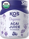 KOS poudre de jus d'açai biologique - USDA certifié biologique, antioxydants à base de plantes, Superberry du Brésil, idéal pour les smoothies et les bols, 0g sucre, végétalien, sans gluten, non-OGM - 120 portions