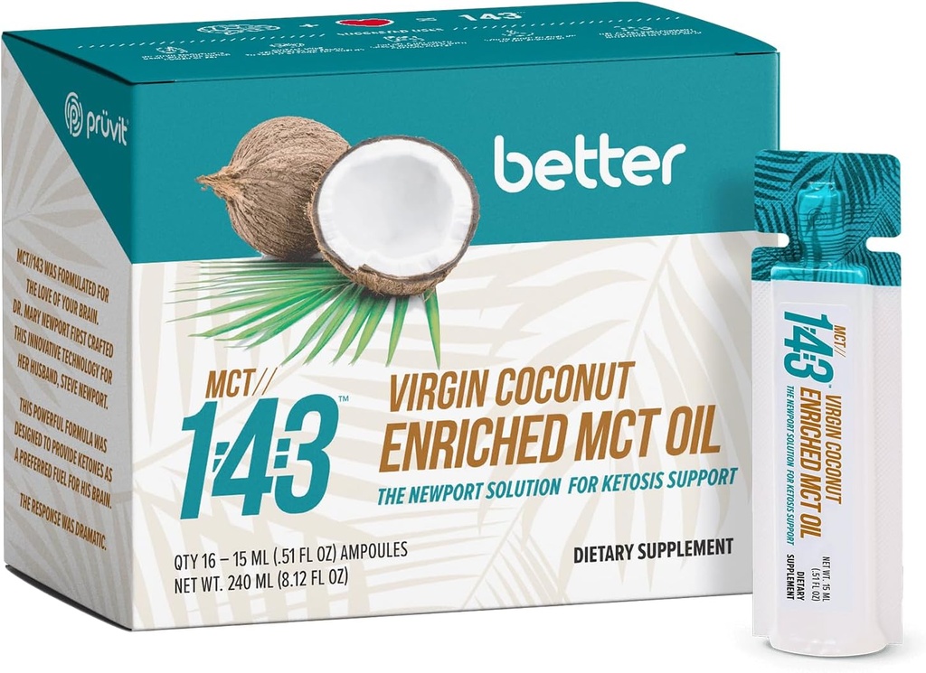 MCT 1:43 Oil from Organic Coconuts - Fatty Acid Fuel for Complete Healthy Coverage – 8.12 FL OZ