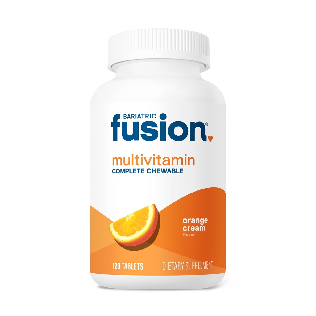 Fusion bariatrique Crème orange aromatisée Multivitamine bariatrique complète à croquer avec fer pour les patients de chirurgie bariatrique, y compris le pont gastrique et la gastrectomie des manches - 120 comprimés