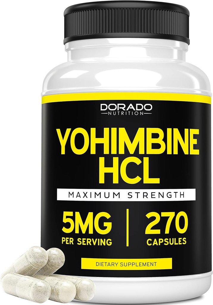 Yohimbine HCL 5mg pour les hommes et les femmes (270 Capsules) Plus de Potent que Yohimbe Bark Poudre - Garantie de qualité - Une tierce partie testée pour la puissance et la pureté - Vegan, sans gluten et non-OGM - USA Made