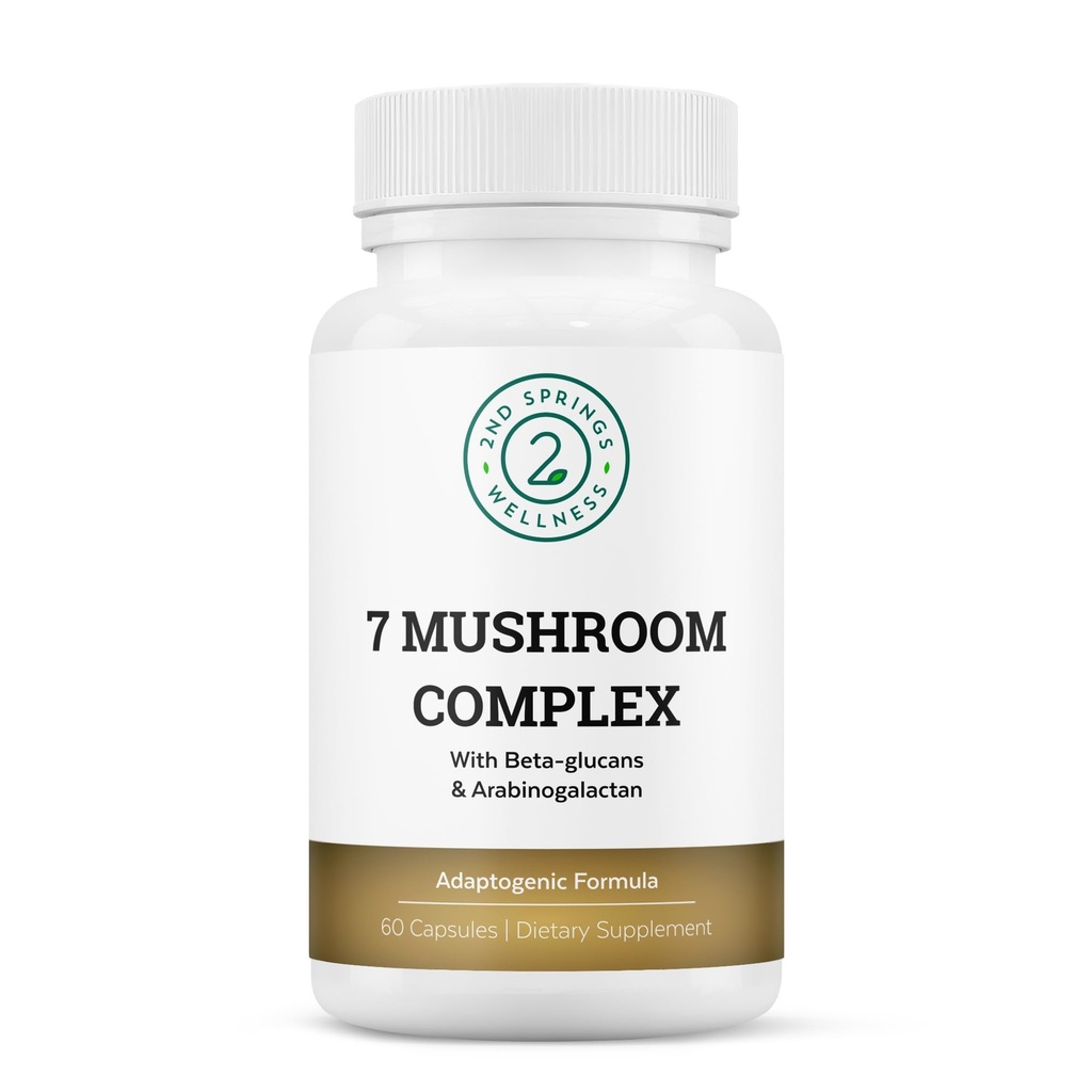 Complexe de champignons biologiques - 7 Mélange de champignons Immune Support Nootropic & Cognitive Health supplement with Organic Lion's Mane, Chaga, Maitake, Shiitake, Reishi, Turkey Tails, Cordyceps Mix