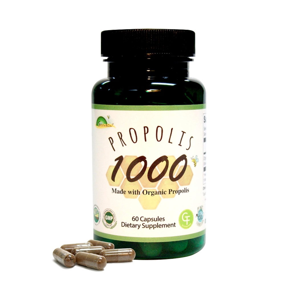 GRENBOW Propolis 1000mg NonOGM Fabriqué avec des capsules Propolis 60 organiques