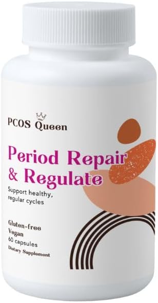Période de réparation et de régulation - Supplément d'équilibre hormonal féminin pour les périodes irrégulières - Formule végane pour soutenir le cycle menstruel régulier, les crampes, la santé de la peau - 1 bouteille