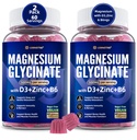 Glycinat de magnésium 500mg/250mg pour les adolescents adultes - Plus D3,B6 & Zinc - Gymnes de magnésium Glycinate, Haute Absorption - Soutien pour la relaxation,Brain,Bone & Immunity Health - Sans sucre - 120Cts