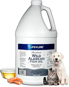 Life Line Pet Nutrition Wild Alaskan Fish Oil for Dogs and Cats 128oz – Supplément d'huile de poisson Omega 3 pour la peau et la peau, le cerveau, les yeux et le cœur santé