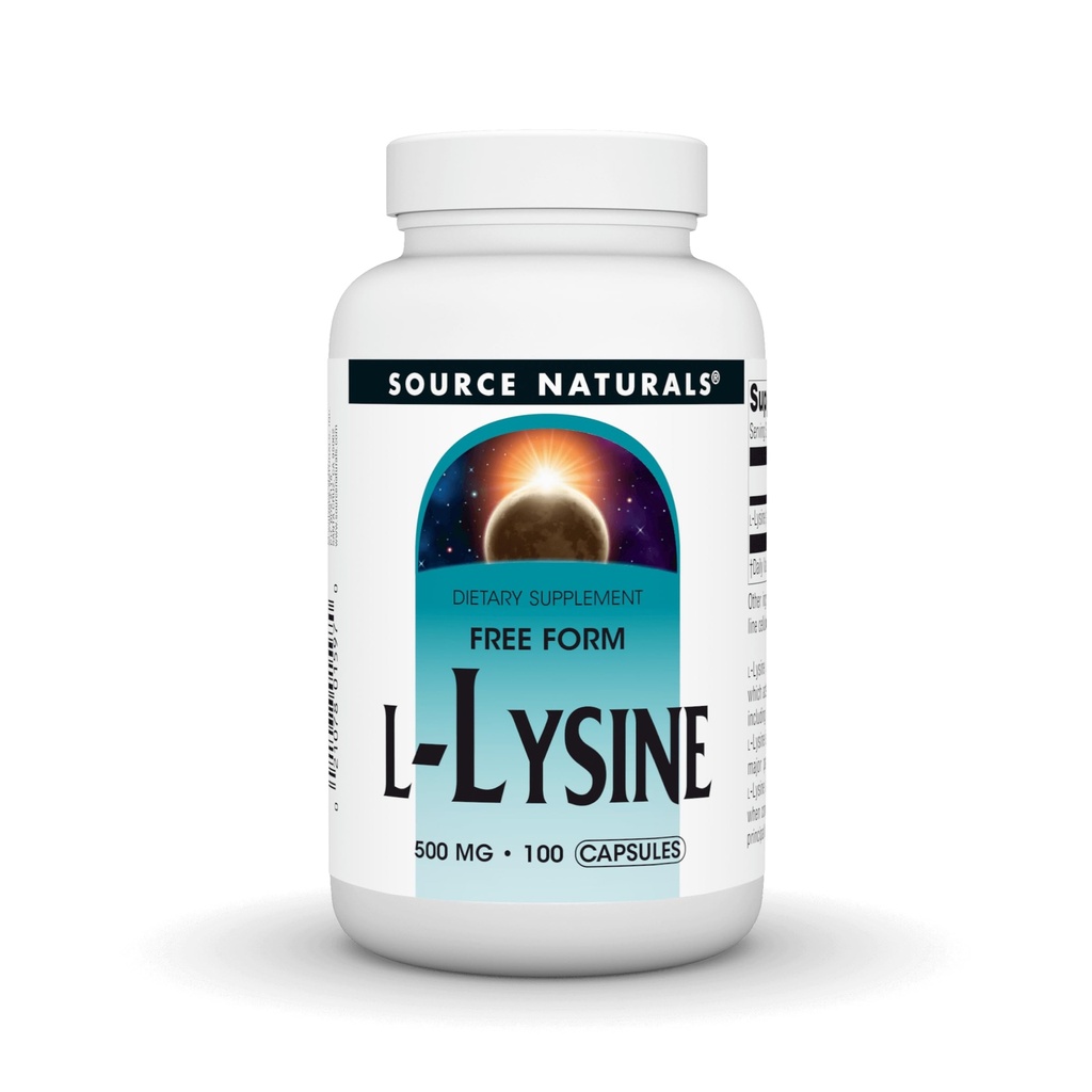 Source Naturals L-Lysine - Supplément Acid Amino soutient la formation d'énergie et le collagène - 100 capsules