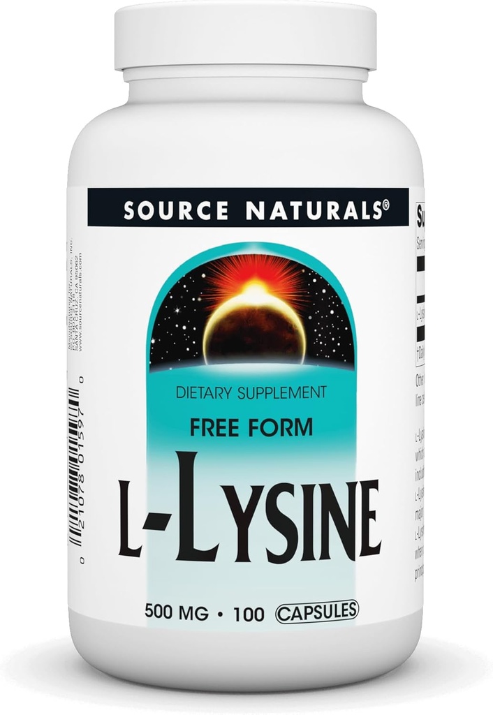 Source Naturals L-Lysine - Supplément Acid Amino soutient la formation d'énergie et le collagène - 100 capsules