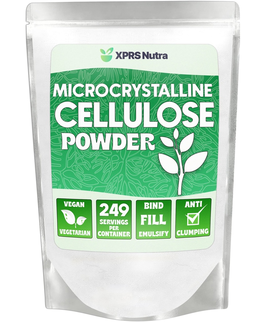 XPRS Poudre de cellulose microcristalline de Nutra - Poudre de fibre de cellulose sans odorine - Supplément de cellulose en poudre 100 % pur est une fibre insoluble pour mélange de briquet à pilules et pâte de cellulose (1,10 livres)