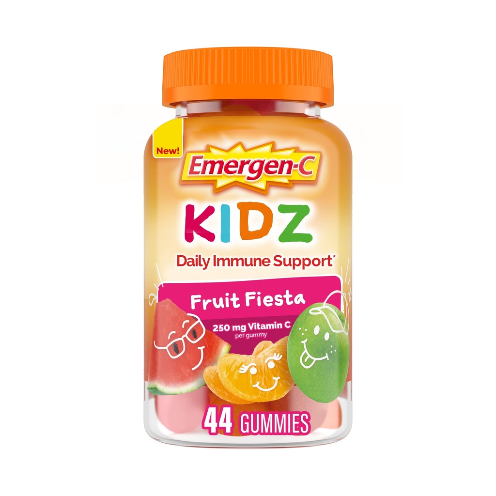 Emergen-C Kidz quotidien soutien immunitaire suppléments diététiques, Gommies aromatisées avec des vitamines C et B, Gommies aromatisées de la Fiesta Fruit, Retour à l'essentiel de l'école - 44 comte