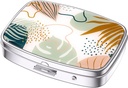 Nipichsha Pill Box, petit cas de pilule pour la purse et la poche, Mignon organisateur de médicaments de voyage, porte-conteneur de médicaments portables pour tenir les vitamines, médicaments, huile de poisson et suppléments, feuilles de boho