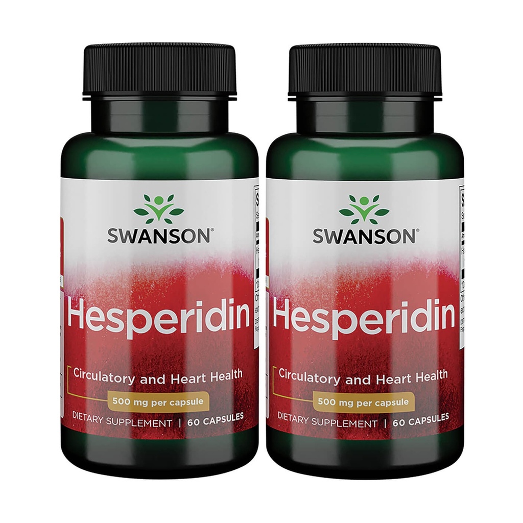 Swanson Hesperidin - Citrus-Derived - Cardiovascular & Hearth Health Support- Contributes to Muscle Recovery* - Features Antioxidant Properties - Gluten Free & Non-GMO - 60 Capsules (2 Pack)