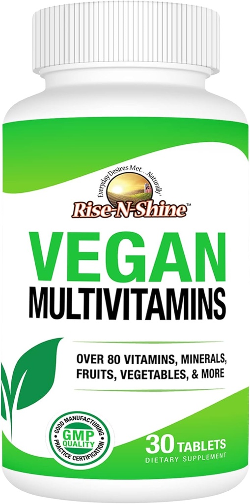 Multivitamines Vegan Rise-N-Shine Multivitamines quotidiennes complètes et multiminérales pour les hommes et les femmes avec plus de 80 vitamines, minéraux, fruits, légumes et plus 30 comtes
