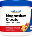 Poudre de citrate de magnésium Nutricost (Fruit Punch, 250 grammes)