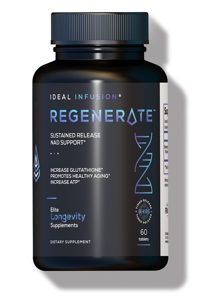Regénérer un supplément de libération prolongée pour la biosynthèse NAD & NR, stimuler l'ATP, NAD+, le glutathion : santé cardiovasculaire et vitalité musculaire (60 portions) Vegan