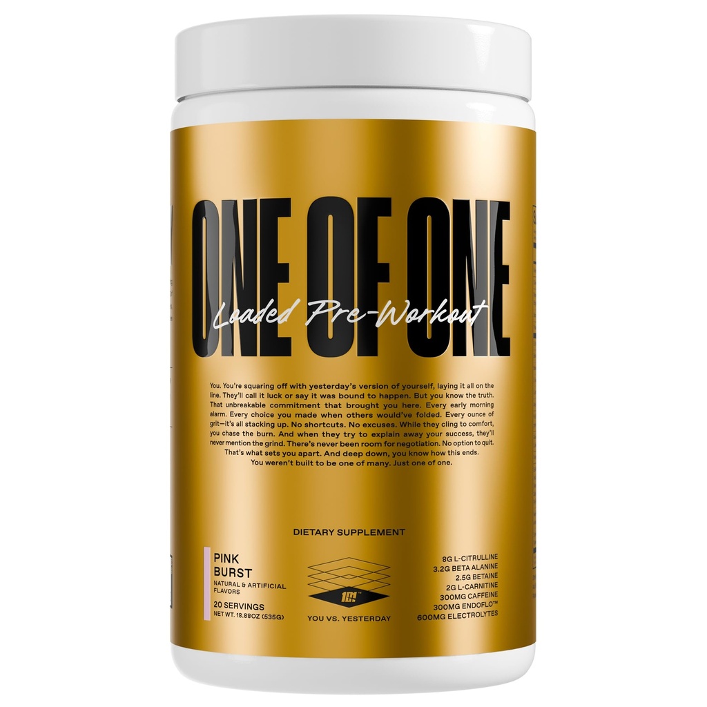 L'un des pré-entraînements chargés – énergie élevée, focus et endurance avec EndoFloTM, Genius PureTM Alpha GPC, NeuroRushTM, Dynamine®, Pas de crash, sans gluten – Burst rose