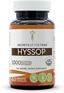 Secrets of the Tribe Hyssop USDA Organic Capsules | Certified Organic Vegetarian Capsules, Herbal Dietary Supplement | Hyssopus officinalis Dried Herb (60 Count)