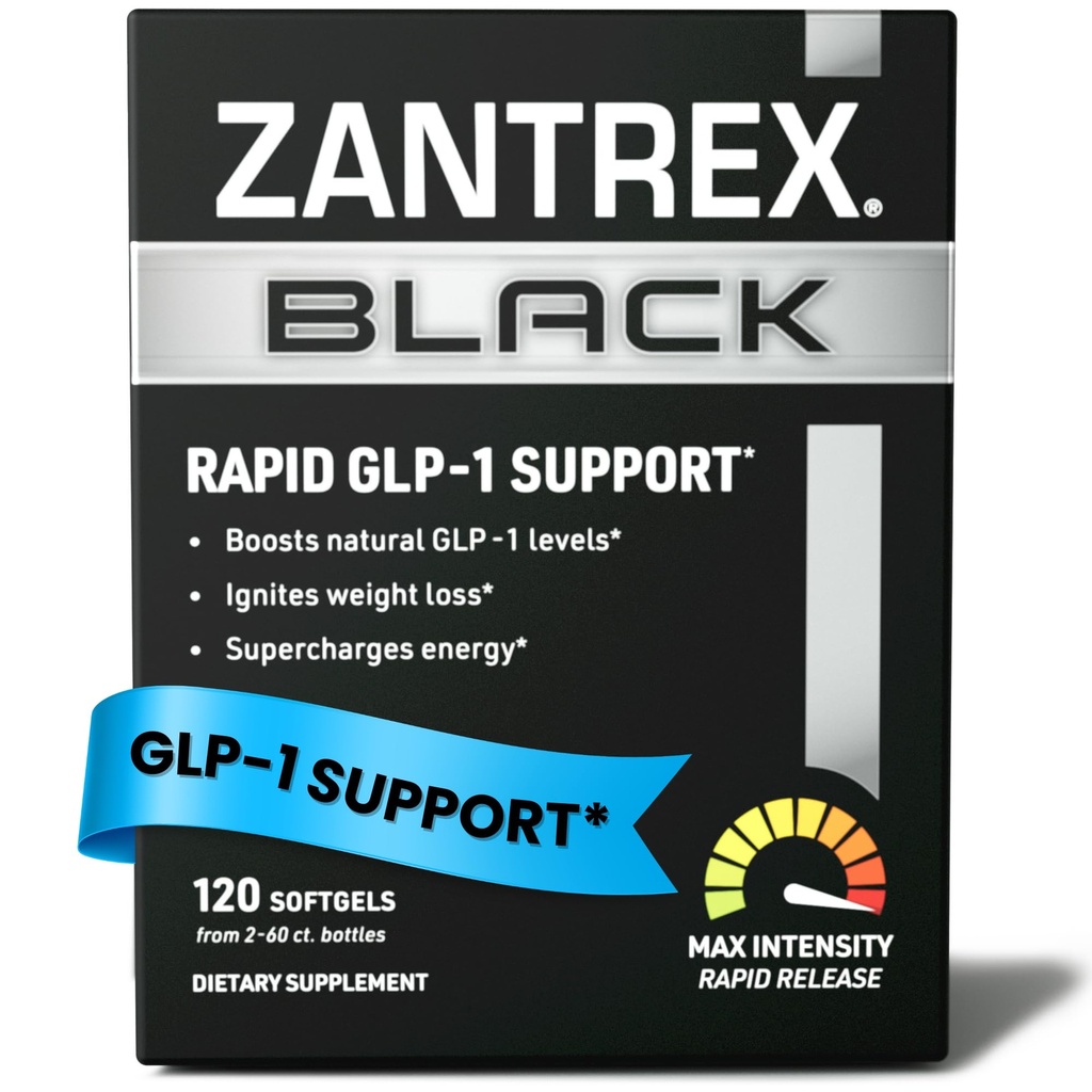 Zantrex Black Naturally Boost GLP-1 & Metabolism Support | Thermogenic Energy, Weight Management Formula | Softgels | 120 Count