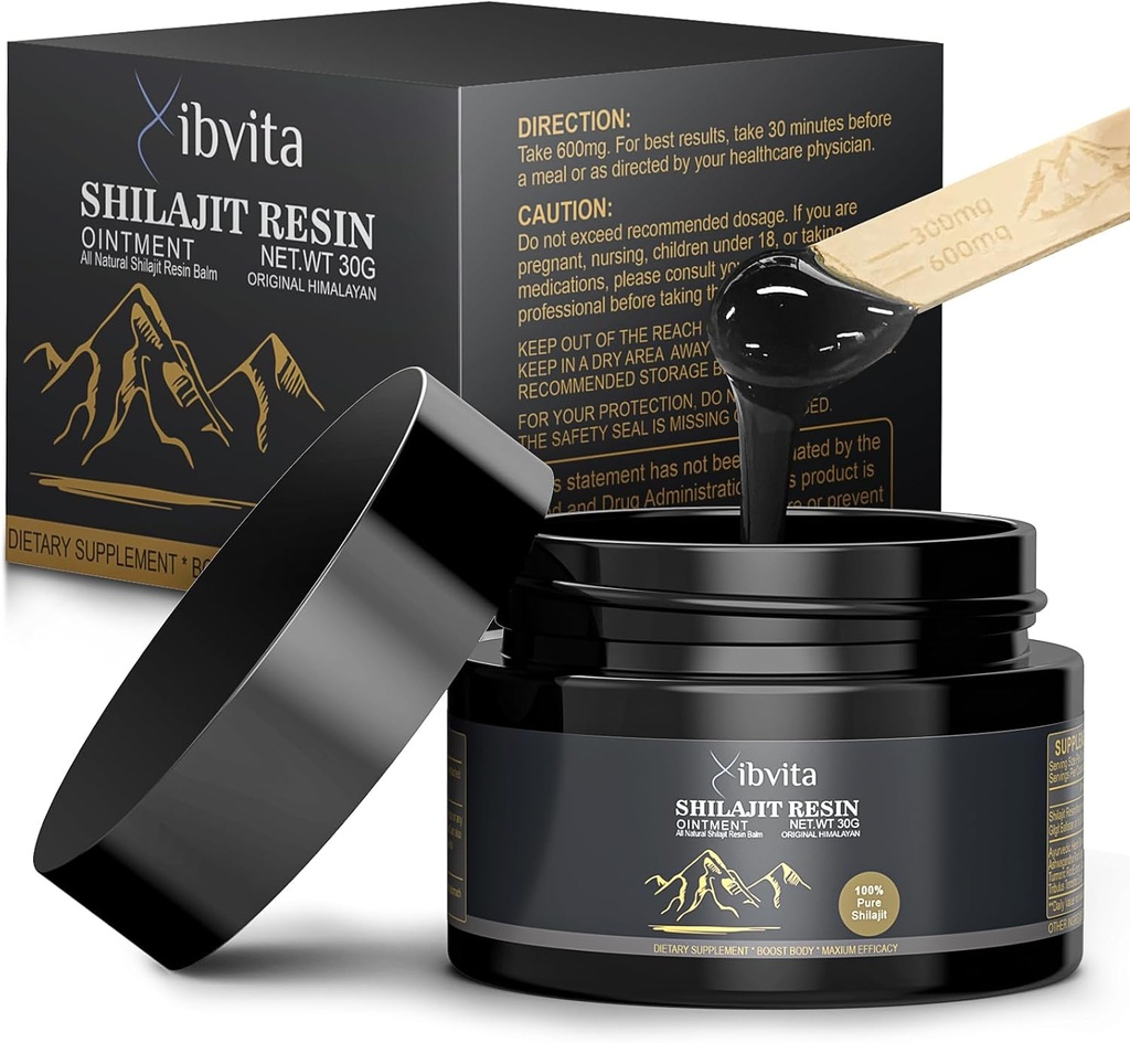 Résine chilajit biologique pure himalayenne - 600mg shilajit pour les hommes et les femmes, naturel himalayen Shilajit avec acide fulvic et 85+ minéraux de trace supplément pour l'énergie Boost et le soutien immunitaire, 30 Grams