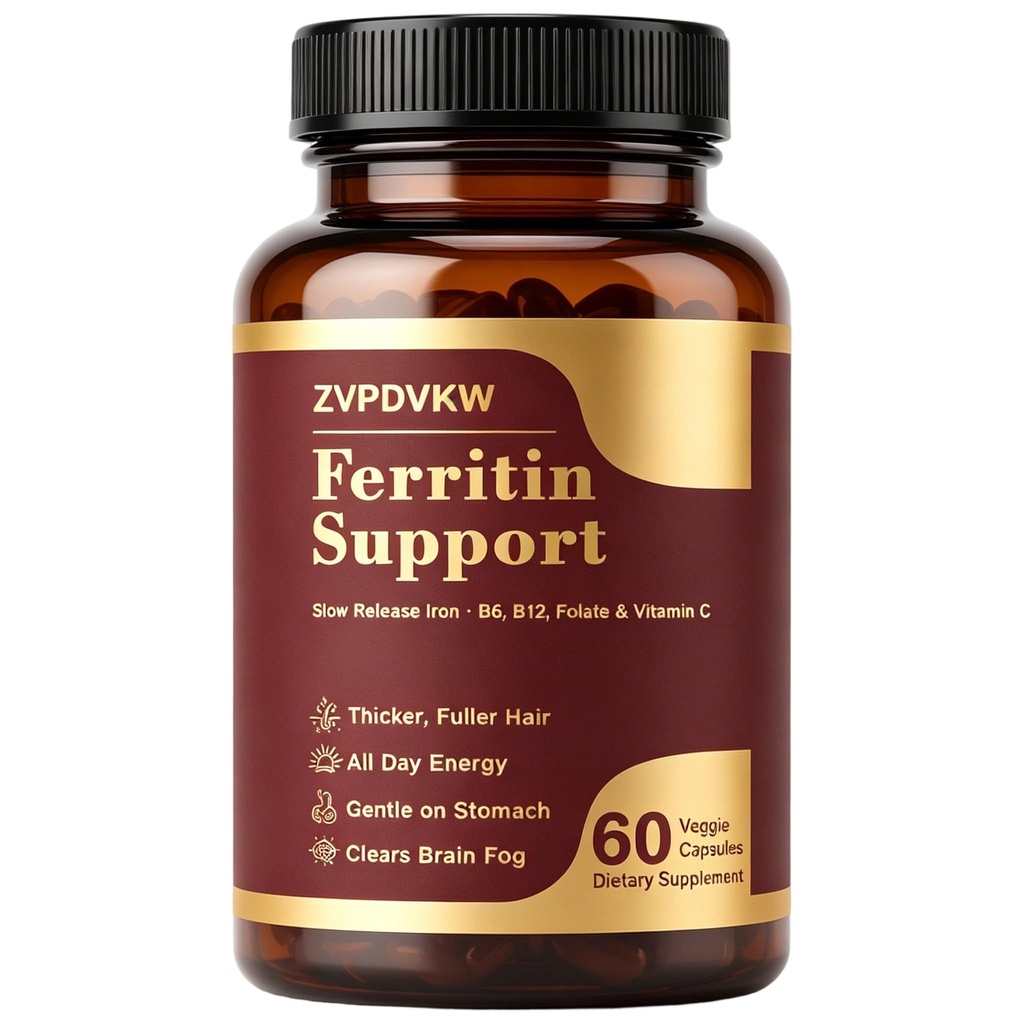 Ferritin Supplement for Women - Iron Supplement, Vitamin C, B12 Capsules for Energy, Fatigue Support, Energy Support for Daily Wellness, 60 Capsules