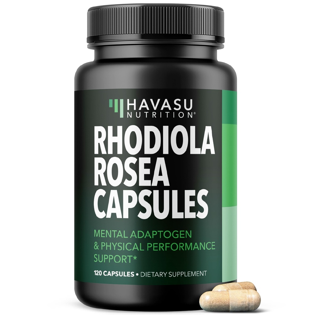 Rhodiola Rosea Capsules, 120 Count, Mental & Physical Performance Support | Herbal Adaptogen with 3% Salidrosides & 3% Rosavins Extract Capsules, Vegan, Non-GMO, Gluten-Free, 4 Month Supply