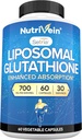 Nutrivein Premium Supplément de glutathion liposomique 700 mg - 60 capsules - Setria de glutathion réduit pur - Master Antioxydant - Protection cellulaire, nettoyage, foie, cerveau, vitalité et défenses