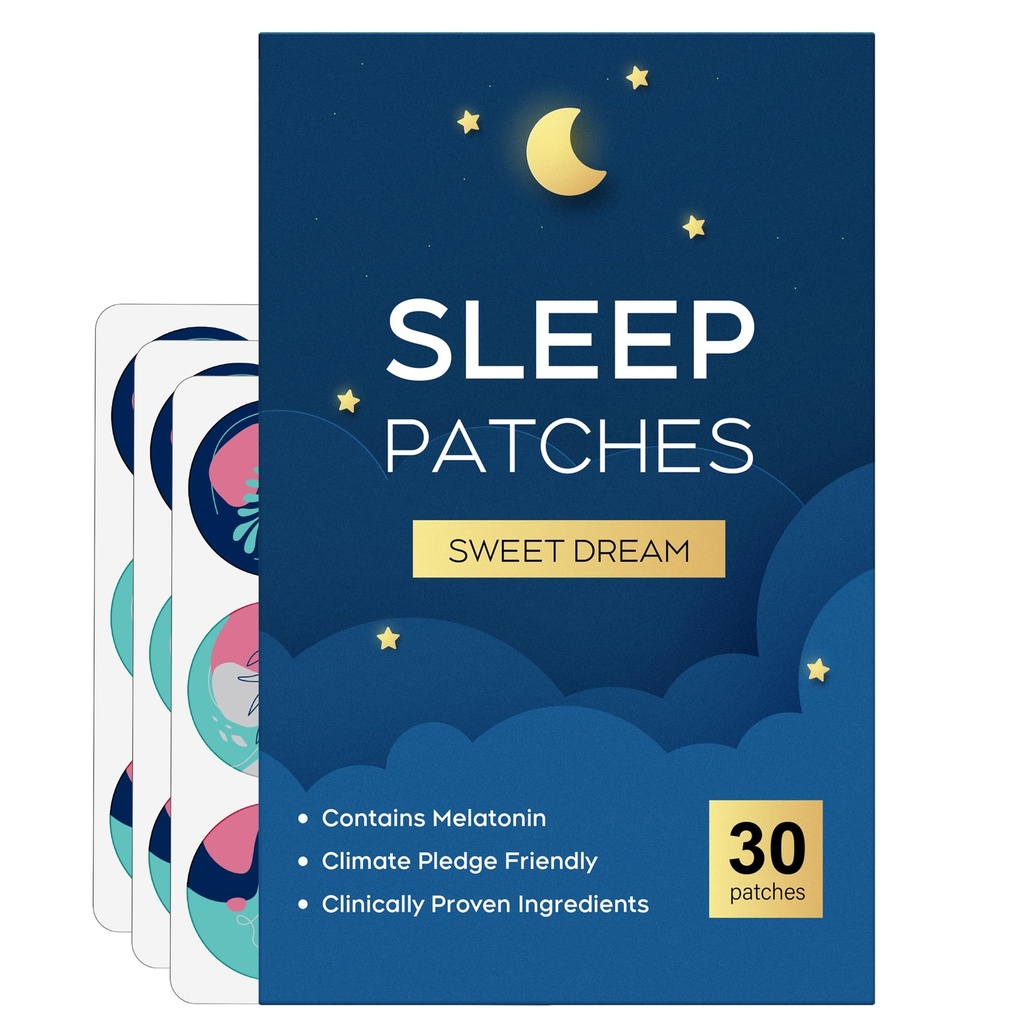 RAAYAM Sleep Patches, 30 Pack Melatonin Patch for Adults, All Natural Deep Patch, Quick Acting Ingredients, for Men and Women, Easy to Use that Last All Night - Blue