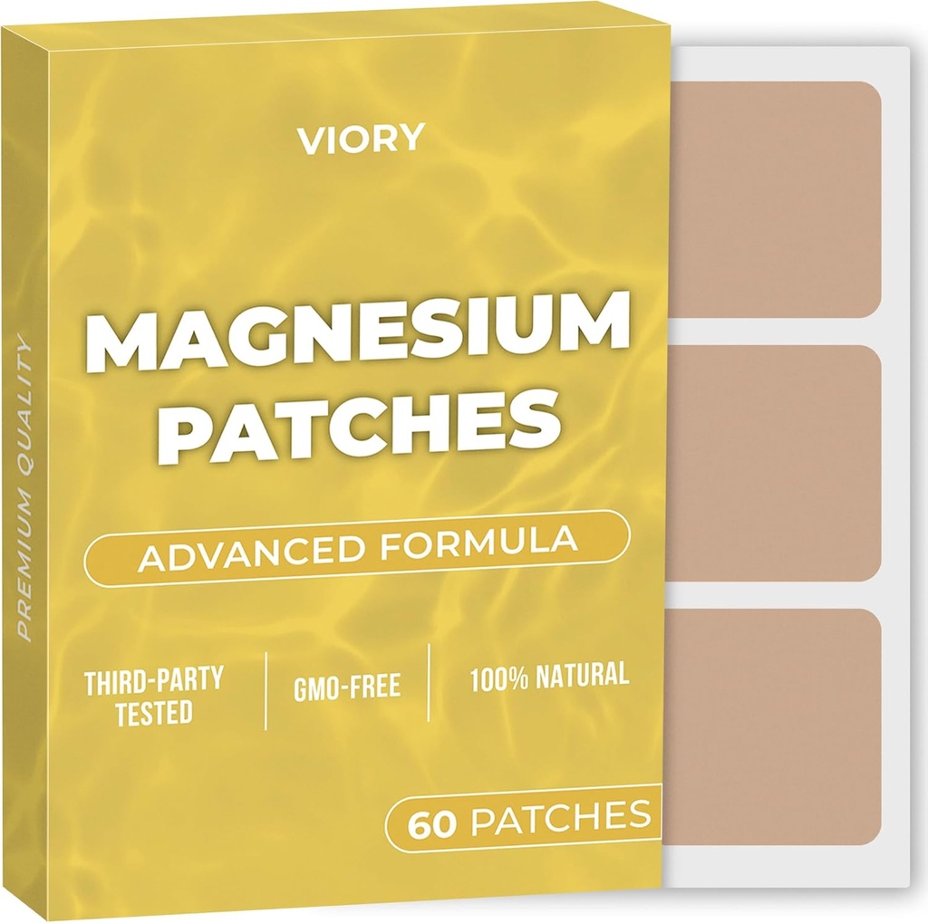 Patches de magnésium (paquet de 60) - 100% naturel pour les femmes et les hommes - avec Calcium - Muscle et os support, Calme - Formule améliorée