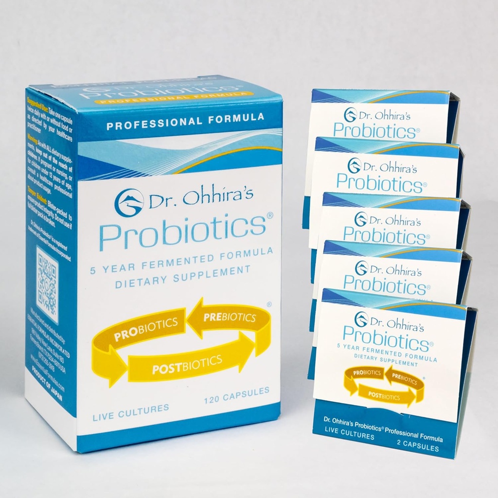 Formule professionnelle de Probiotiques de Dr. Ohhira - 120 capsules avec bonus 5 échantillons de voyage (10 capsules Bonus)