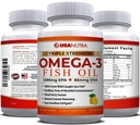 Omega 3 Supplément huile de poisson 3600mg avec EPA et DHA pour les femmes et les hommes soutient la santé articulaire, cérébrale et cardiaque 120 Softgels, 40 jours d'approvisionnement