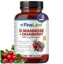 FineLand D-Mannose + canneberge – 1600mg par portion – 120 Capsules Vegan – Soutien de santé au trac urinaire et au vésicule – Non-OGM, sans gluten, fabriqué aux États-Unis