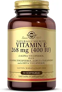 Solgar Vitamine E 268 mg (400 UI) - 50 softgels - naturel - sans gluten, sans lait - 50 portions