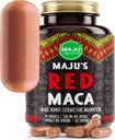 Maju Superfoods Organic Red Maca Root Capsules 120ct - Women Focused Curve Enhancement Nutrition Booster Pills, Gain for Thighs, Powder in Pill Supplement