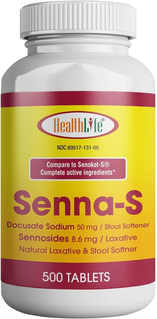 SANTE LFE Comprimés, Senna Plus(Adoucisseur Laxatif/Tool) Soulagement de nuit doux de Constipation Occasionnelle Générique pour Senokot-S (Petit (paquet de 1), 500)