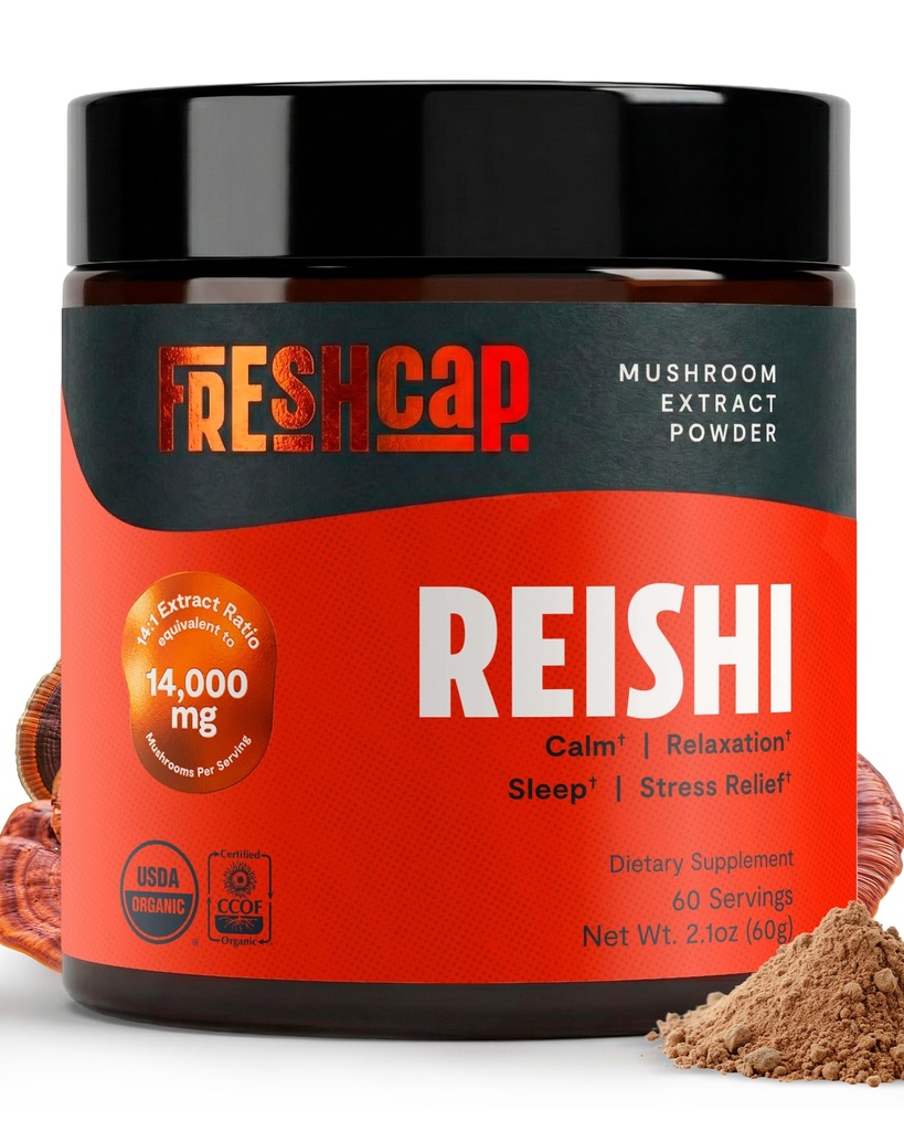 FreshCap Mushrooms Premium Organic Lions Mane Powder - 14:1 Fruiting Body Extract with 31% Beta-Glucans - 3rd-Party Tested Nootropic for Clarity, Focus & Cognitive Support (60 Servings)