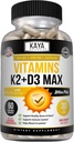 Kaya Naturals Vitamines K2 avec supplément D3 5000UI pour les hommes et les femmes - Facile à avaler - Capsules Bioperine (60 Nombre (paquet de 1))