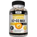Kaya Naturals Vitamines K2 avec supplément D3 5000UI pour les hommes et les femmes - Facile à avaler - Capsules Bioperine (60 Nombre (paquet de 1))