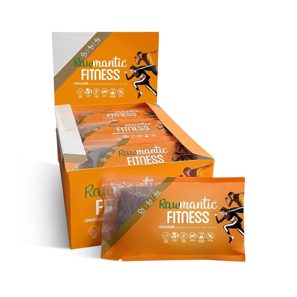 Rawmantic Vegan Plant Based Protein Bar (Pack of 12) – Blend of Raw Chocolate, Seeds Grains & more, Sweetened with Tapioca Fiber, No Artificial Flavors, Dairy-Free, Gluten-Free & Guilt-Free Snacks