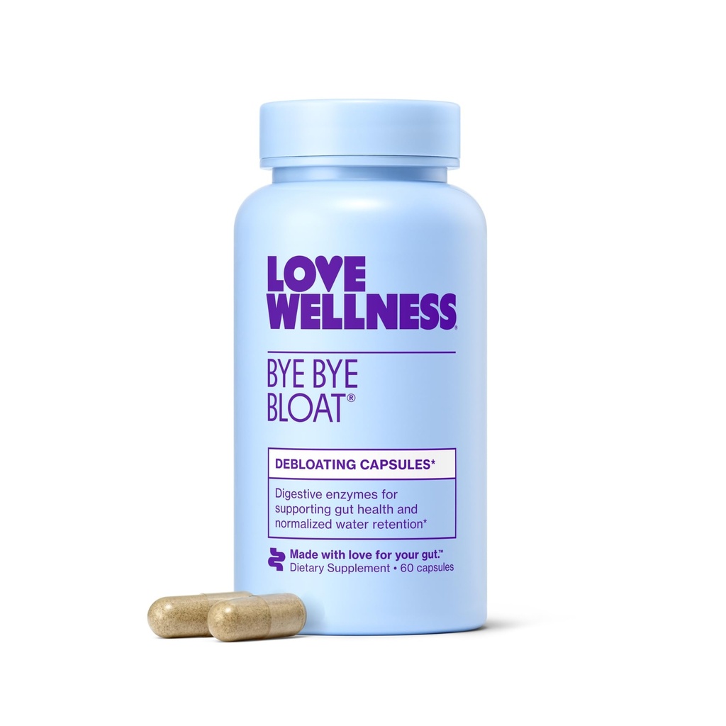 Love Wellness Bye Bye Bloat (enzymes digestifs pour soulager rapidement le bloom des femmes) aide à réduire la rétention d'eau et le dégazage soutient la santé digestive avec Fenugreek & Dandelion (en anglais seulement) 60 Comte