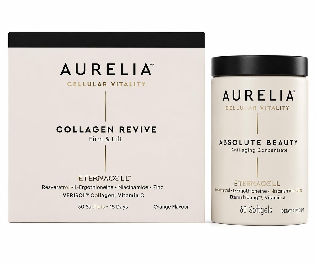 AURELIA Collagen Revive + Absolute Beauty Bundle | Advanced Anti-Aging & Skin Hydration Support | Collagen, Resveratrol, Niacinamide & Vitamin C