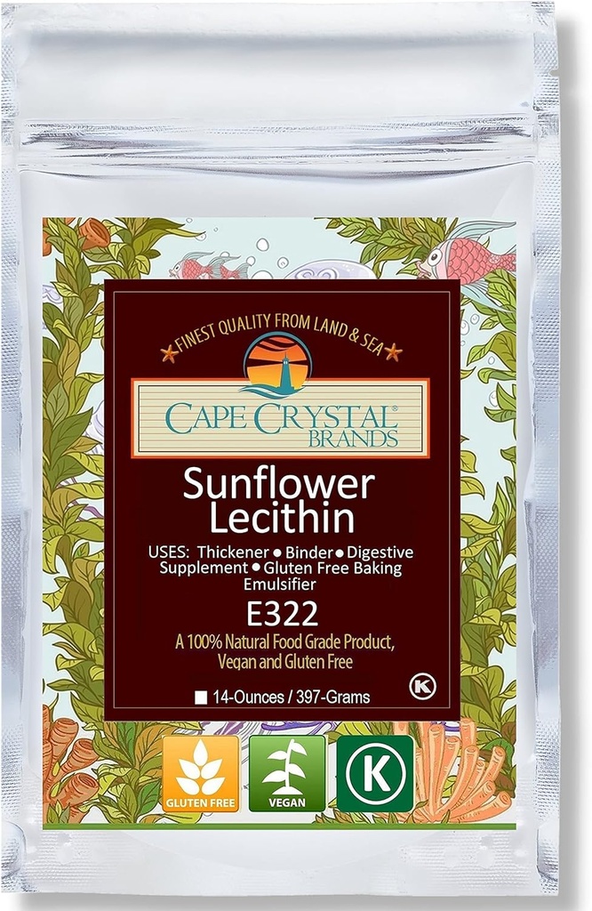 Cape Crystal Sunflower Lécithine poudre, 100% naturel et sans gluten. C'est l'alternative Vegan, non-OGM à Soy Lécithine poudre (14-oz.)
