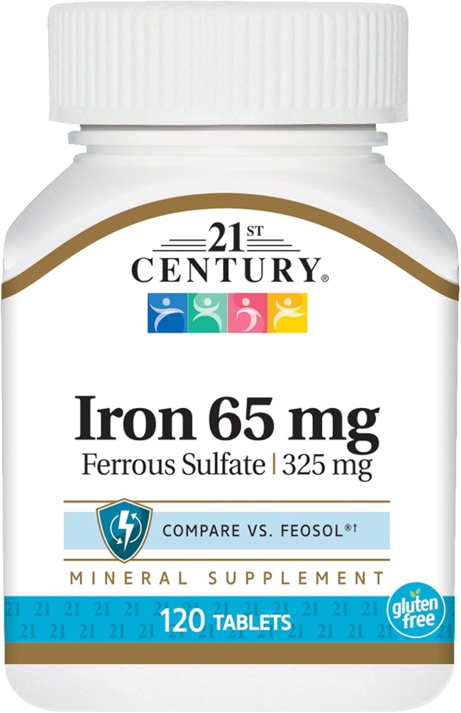 21ème siècle Fer 65 Mg Sulfate de fer 325 Mg Comprimés, 120 Compte (paquet de 2)