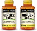 MASON NATURAL Ginger entier 500 mg, supplément naturel à base de plantes, 60 capsules (paquet de 2)