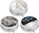 3 Pack Pill Box, Petite Pill Case pour la Purse & Pocket, organisateur mignon de médecine de voyage, porte-conteneur de médicaments portatifs pour tenir les vitamines, médicaments, huile de poisson et supplément, Résumé Art Marble