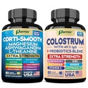 Corti-Smooth + Colostrum Bundle – Cortisol & Adrenal Support with Ashwagandha, L-Theanine, Magnesium + Grass-Fed Bovine Colostrum with Probiotics, Elderberry & Vitamin C
